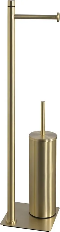 Gedy TRILLY stojan s držákem na toaletní papír a WC štětkou, hranatý, zlato mat TR3288 Cenová Bomba