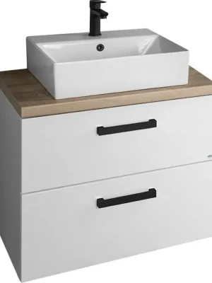 Cenová Bomba Aqualine VEGA sestava koupelnového nábytku, š. 72, 5 cm, bílá/dub platin VG073-01