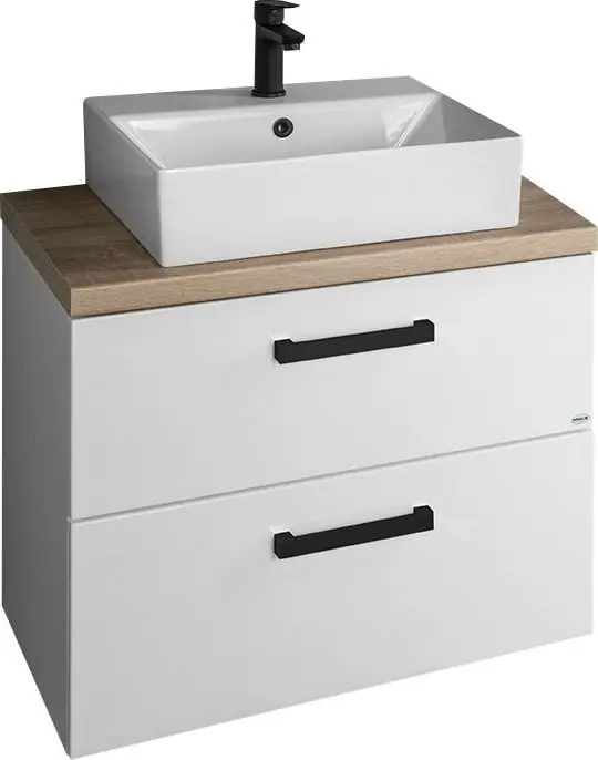 Cenová Bomba Aqualine VEGA sestava koupelnového nábytku, š. 72, 5 cm, bílá/dub platin VG073-01