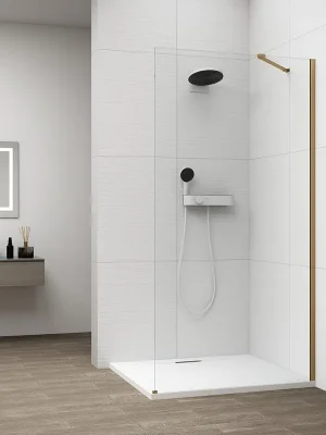 Cenově Výhodný Polysan ESCA GOLD MATT jednodílná sprchová zástěna k instalaci ke stěně, sklo čiré, 1000 mm ES1010-04